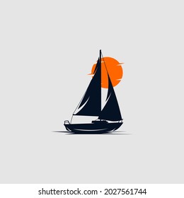 sailing ship logo design template