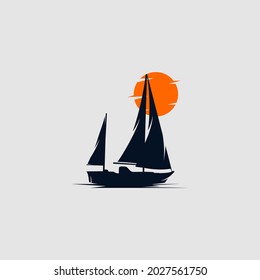 sailing ship logo design template