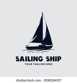 sailing ship logo design template