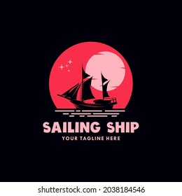sailing ship logo design template