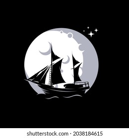 sailing ship logo design template