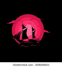 sailing ship logo design template