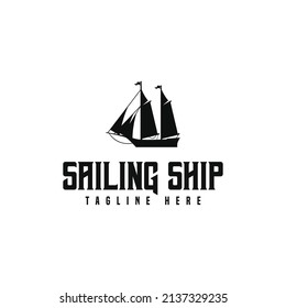 sailing ship logo design. logo template