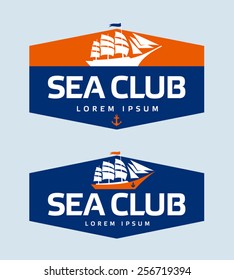 Sailing ship logo design template