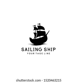 Sailing ship logo design vector inspiration