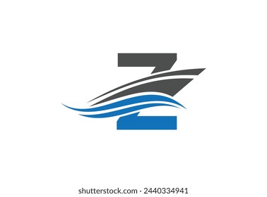 Sailing ship logo design vector illustration with latter Z