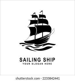 Sailing Ship Logo silhouette, this design is suitable for all kind of business