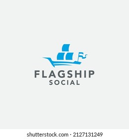 Logo für Segelschiffe, geeignet für Logos von Kreuzfahrten, Kreuzfahrten, Reisen, Fischern usw. 
