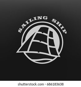 Sailing ship logo, symbol, on a dark background.