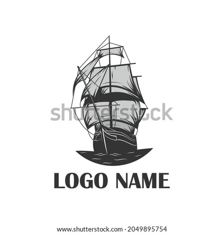 sailing ship logo template black and white