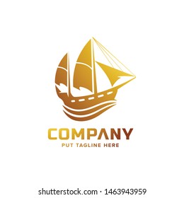 Sailing ship logo template for business
