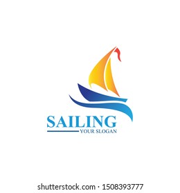 Sailing ship logo template vector icon illustration design