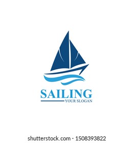 Sailing ship logo template vector icon illustration design