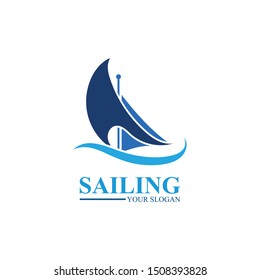 Sailing ship logo template vector icon illustration design