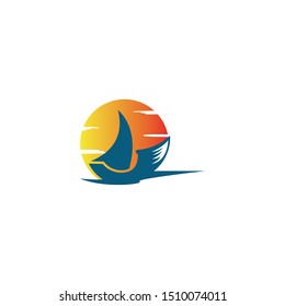 Sailing ship logo template vector icon illustration design