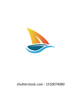 Sailing ship logo template vector icon illustration design