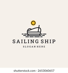 Projeto de ilustração de vetor de modelo de logotipo de navio à vela