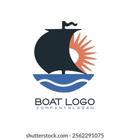 Sailing ship logo vector illustration design