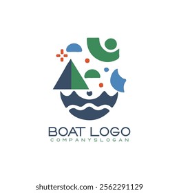 Sailing ship logo vector illustration design