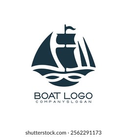 Sailing ship logo vector illustration design