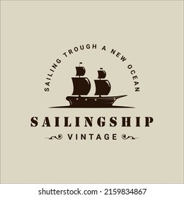 sailing ship logo vintage vector illustration template icon graphic design. retro marine boat sign or symbol for print t-shirt concept travel business with typography style