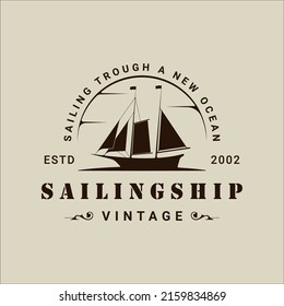 sailing ship logo vintage vector illustration template icon graphic design. retro marine boat sign or symbol for print t-shirt concept travel business with typography style