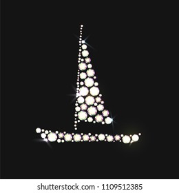 Sailing ship made with precious gems on black background