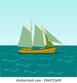 a sailing ship sailing in the middle of the ocean