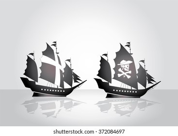 Sailing Ship navy and pirate, vector eps10