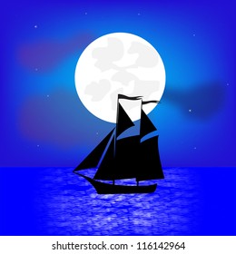 Sailing ship in the night seaborne
