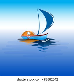 Sailing ship in the ocean vector format