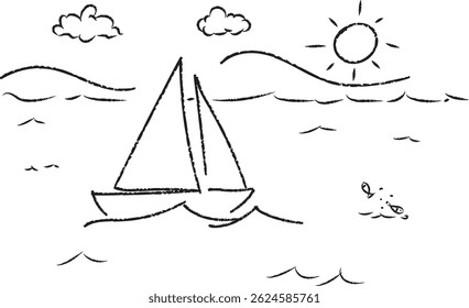 A sailing ship on the sea