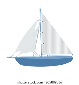 Sailing ship on white background, vector illustration