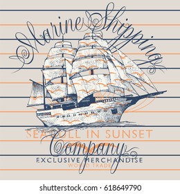 Sailing ship with pattern