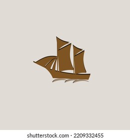 Sailing Ship Or Phinisi Ship Logo Concept Vector Eps10