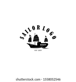 sailing ship or sailor logo vector