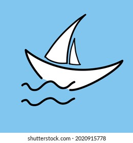 sailing ship in the sea simple logo 