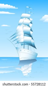 Segelschiff auf See - Vektorgrafik