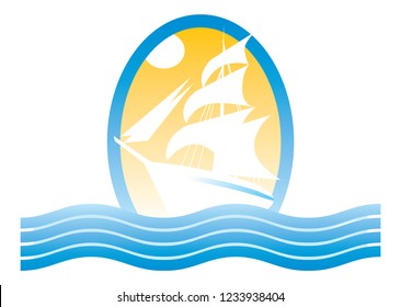 sailing ship at sea. vector image for logo or illustration