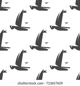 Sailing ship seamless pattern. Vector illustration for backgrounds