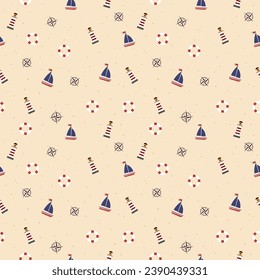 sailing ship seamless pattern wallpaper background illustration vector