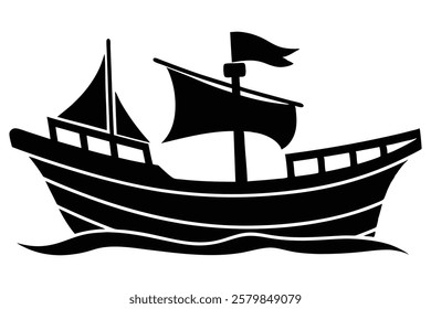 sailing ship. ship silhouette. old boat