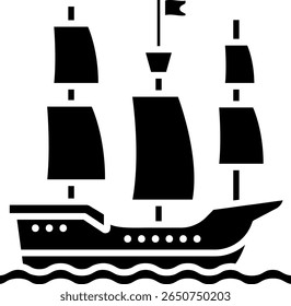 Silhueta de navio à vela na água