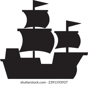 sailing ship silhouette vector design. illustration vector design