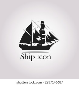 Sailing ship silhouette. Vector EPS10 illustration