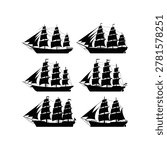 sailing ship silhouettes on white background nautical vessel collection