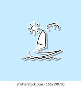 Sailing ship sticker icon. Simple thin line, outline vector of travel icons for ui and ux, website or mobile application