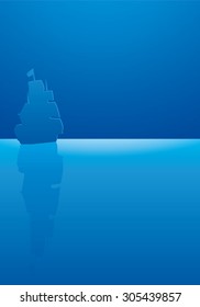 sailing ship in summer night