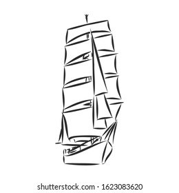 sailing ship symbol, vector sketch illustration 
