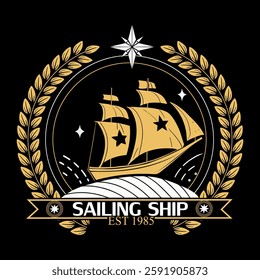 Sailing ship t-shirt design boat